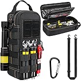 Heavy Duty Small Tool Bags for Men with Carabiner,Tactical Tool Pouch Bag,Portable Utility Tools Storage Organizer Case with Shoulder Strap for EDC,Motorcycle,Camping, Road Trip, Electricians,Black