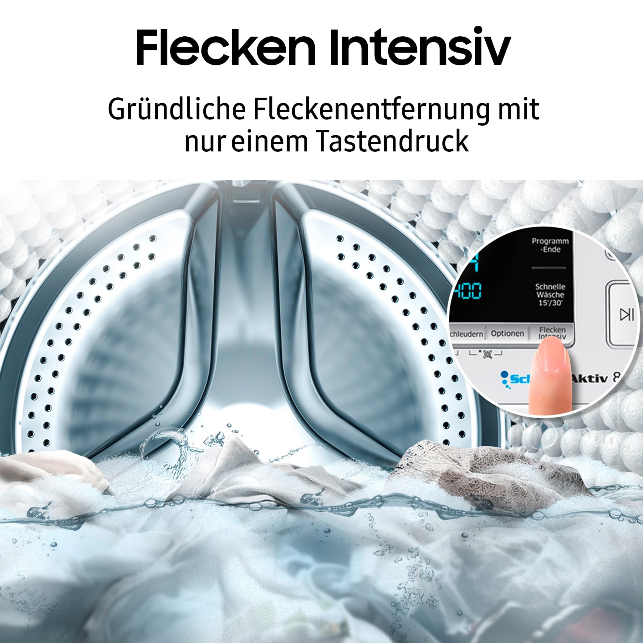 Samsung Waschmaschine, 8 kg, 1.400 U/min, EEK: A, Mikroplastik-Programm, Ecobubble, 14 Programme, WiFi SmartControl, Weiß, WW80CGC04ATEEG 7