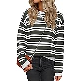 YUCOLEN Womens Striped Sweaters Casual Crewneck Long Sleeve Knit Pullover for Fall Winter