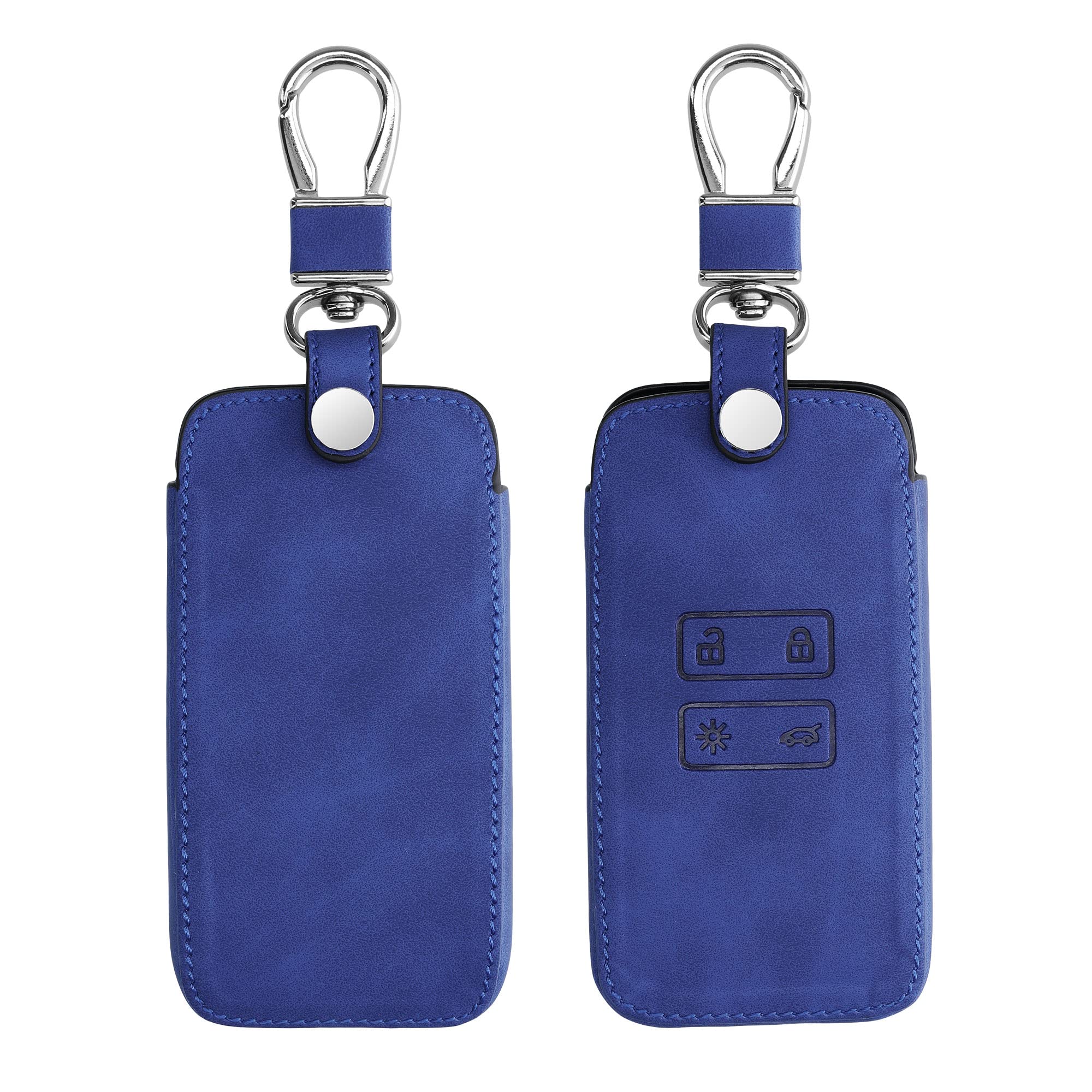 kwmobile Car Key Cover Compatible with Renault 4 Button Car Key Smart Key (only Keyless Go) - Synthetic Nubuck Leather Fob Cover - Dark Blue