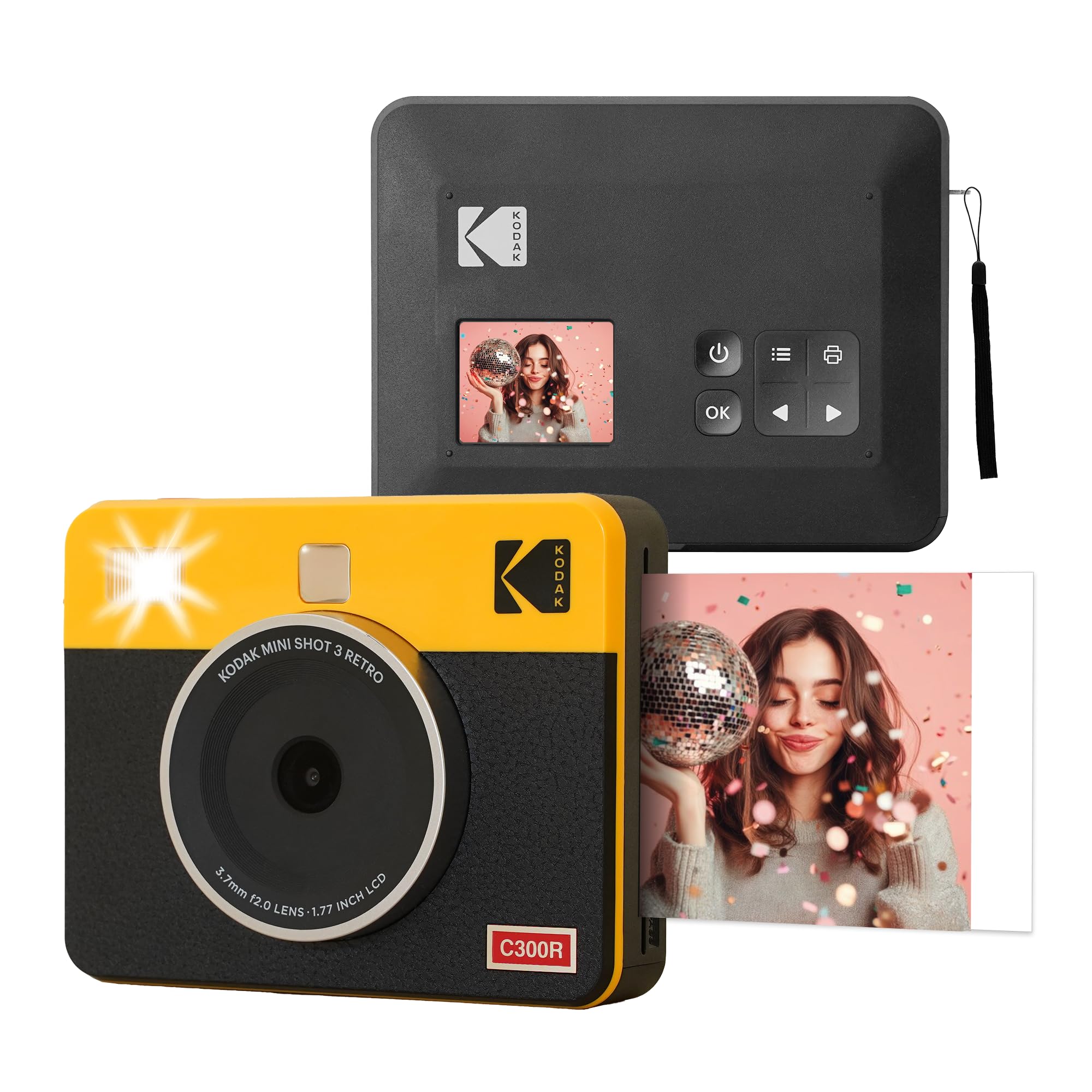 Kodak Mini Shot 3 Retro - Portable Instant Camera and Photo Printer – 2-in-1 Printer Compatible with iOS & Android – Bluetooth Connection - (7.6 x 7.6 cm) - Yellow