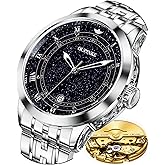 OUPINKE Automatic Watches for Men Starry Sky Luxury Mechanical Waterproof Date Luminous Sapphire Tungsten Steel Wrist Watch