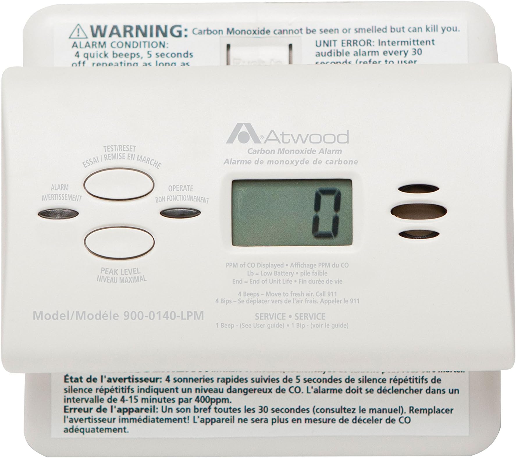 Atwood 32703 RV Carbon Monoxide Detector - LCD Digital, White