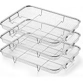 P&amp;P CHEF 15.4 Inch Air Fryer Basket for Oven, Air Fryer Rack, 3 Pieces | Food-grade Stainless Steel Air Fryer Accessories for Frying Cooking Baking Roasting, Ideal for Fried Food, Dishwasher Safe