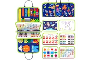 PALMATTE Toddlers Busy Board Montessori Toys for 3 4 Year Old Boy Girl Gifts Sensory Toys Activity Board Busy Book for Learning Fine Motor Skills Autism Quiet Book Educational Toys for Toddlers Travel Toys