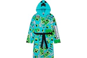 Get Trend Minecraft Robe for Boys Teens, Hooded Dressing Gown, Creeper Loungewear Cozy Robes, Gamer Gifts for Boys