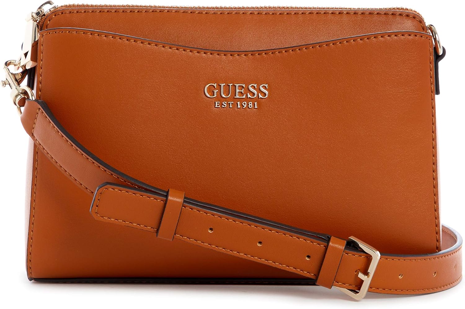 GUESS Women's Lyndi Girlfriend Crossbody, Cognac, One Size Amazon.co