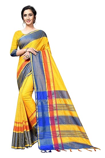 Womens Cotton Silk Saree With Blouse Piece (UrusButtaVariation)