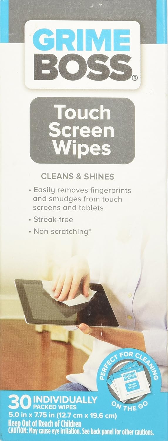 Grime Boss Touch Screen Wipes, 30Count