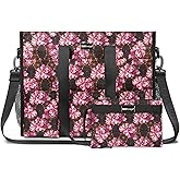 TOPDesign Utility Water Resistant Tote Bag with 22 Pockets, Top Zipper Closure & Thick Bottom Support, for Working Women