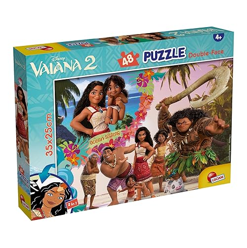 Lisciani - DISNEY Puzzle - VAIANA MaxiPlus - 48 Piece Double Sided Puzzle for Children from 4 Years - Colouring Board - 25x35 cm - Creative Activity - Disney Educational Game - Girl or Boy Gift Idea