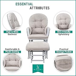 Naomi Home Glider and Ottoman Set Light Gray/Light