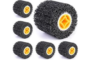 SHITIME 6 Pcs Abrasive Drawing Wheel Surface Conditioning Tool, 4.5" x 4" Wire Wheel Burnishing Tool for Metal Polishing Paint, Rust, Oxidation - 3/4" Quad Keyway for Hand held Polishing Machine(6)