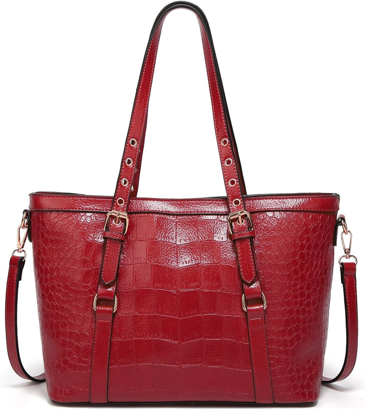 TongLing Women's Handbags Shoulder Diagonal Bag Fashion Crocodile Pattern Handbag Trend (Color : Red, Size : M)