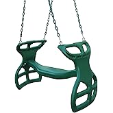 Gorilla Playsets 04-0037-G Dual Ride Glider Back-to-Back Tandem Swing, Green, Green Plastic Coated Chains, Multi-Child Swing