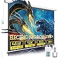 Aoxun Motorized Projector Screen Pull Down with Remote Control 120 inch Electric 4:3 Projection Screen,Video Projection Screens-White