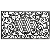 Sungmor Heavy Duty Cast Iron Doormat, 24IN. Large Rectangle Front Door Mat - Non-Slip Outside Mat Shoe Scraper - Vintage Clouds & Vine Design Decorative Entrance Mats for Home Garden Patio