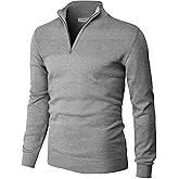 H2H Mens Quarter Zip Pullover Sweater Casual Slim Fit Polo Sweater