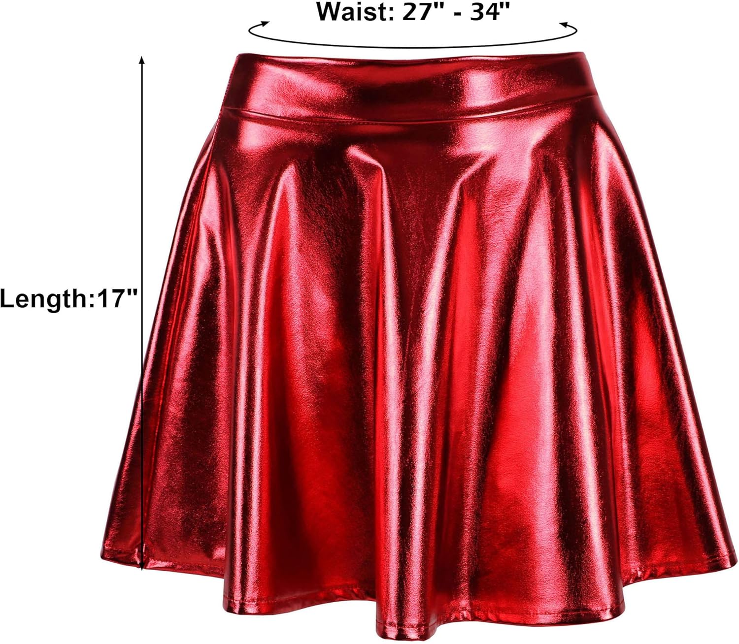 Simplicity Metallic Ballet Dance Flared Skater Skirt, Red at  Women’s Clothing store