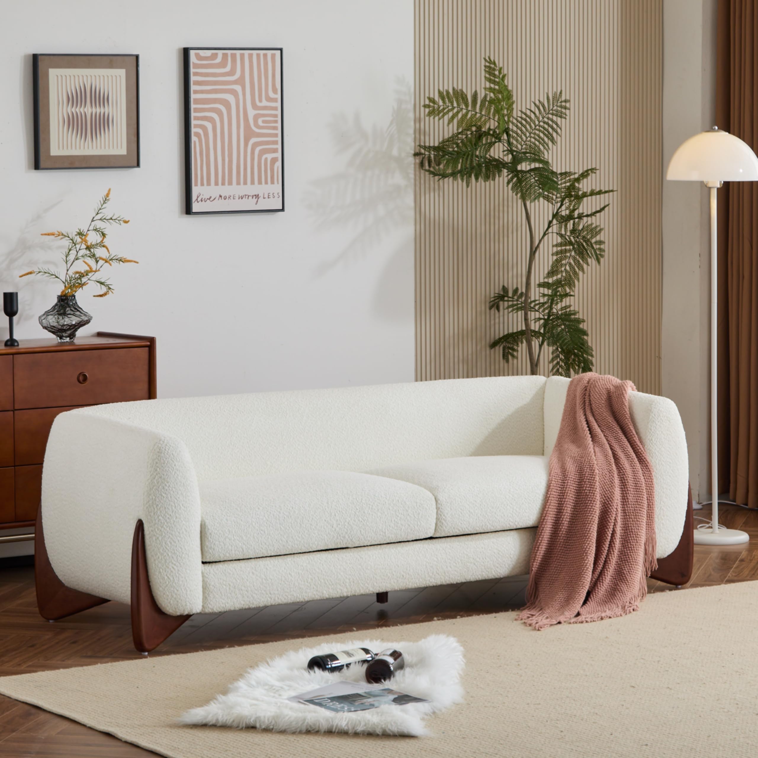 Photo 1 of ***MAY NEED A TRUCK***Christopher Knight Home 82 Inches Sofa Couch, Cozy 3-Seater, Boucle Fabric, Wood Frame, Beige
