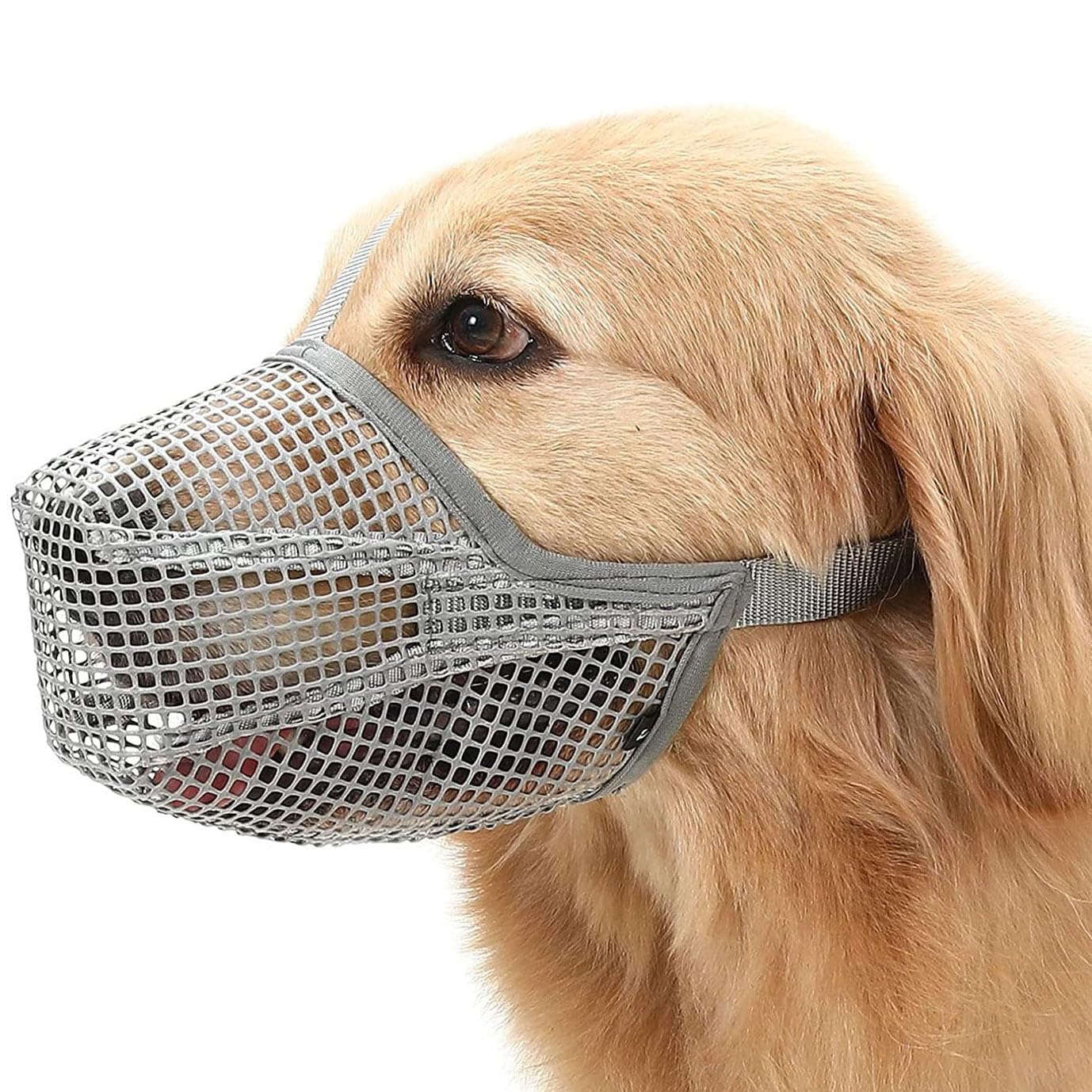Dog Muzzle,1PC Adjustable Mesh Soft Dog Muzzle,Breathable Dog Mask Prevent Eating Biting Barking Dog Mouth Cover for Small Medium Large Dogs(Grey S)