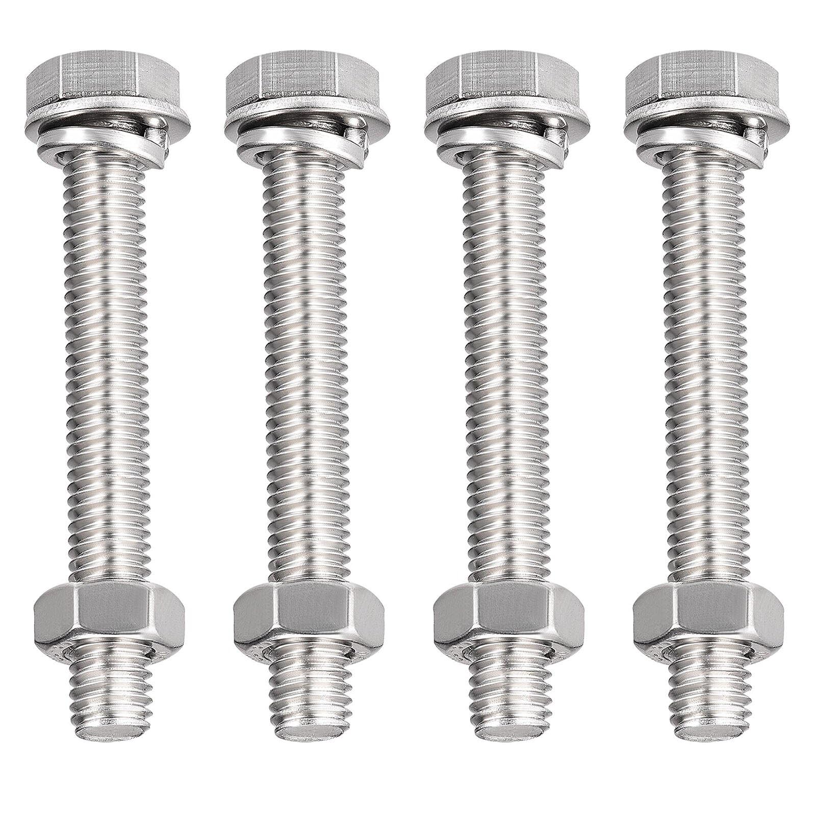 TA-VIGOR 4Pcs M8 x 55mm Hex Head Screws Bolts, Nuts, Flat & Lock Washers Kits, Fully Thread Hexagon Bolts, High Tensile Cap Screws for Metal Work, Automotive Machinery, Bike Motorcycles Repair