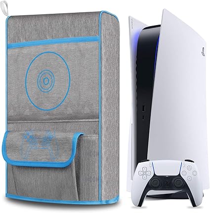 Amazon Co Jp Ps5本体保護 ダストカバー Playstation5 ソフト 収納12個のゲームcd プレステ5 本体梅雨の時期防湿保護カバー プレイステーション5 ほこり防止多機能収納バッグ ブルー ゲーム