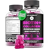 Hair Skin and Nails 10000mcg Biotin Gummies & Collagen Gummies - Biotin Vitamins for Hair Growth Pumpkin Seed Oil, Saw Palmetto Extract & Vitamins A B6 C D E - Biotin and Collagen Supplements