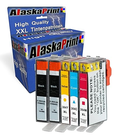 5x Druckerpatrone Komp. mit HP 364 XL 364XL für HP Photosmart 5510 e-All-in-One 5511 5512 5514 5515 5520 5522 5524 5525 6510 