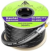 AA AUDIO ACCESSORY 20AWG Bulk XLR Cable 300ft, Kevlar-Reinforced 99.99% OFC Microphone Wire, Raw DIY Mic Spool Cord, OFC Braided &amp; Al-Foil Shielding, Noiseless Balanced Audio for DJ Studio Live Stage