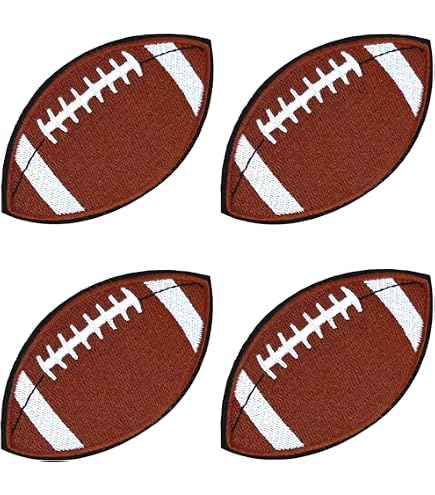 Patch Less Football Iron On Patches 12 PCS Football Patch Gold Edges Chenille Sew On ...