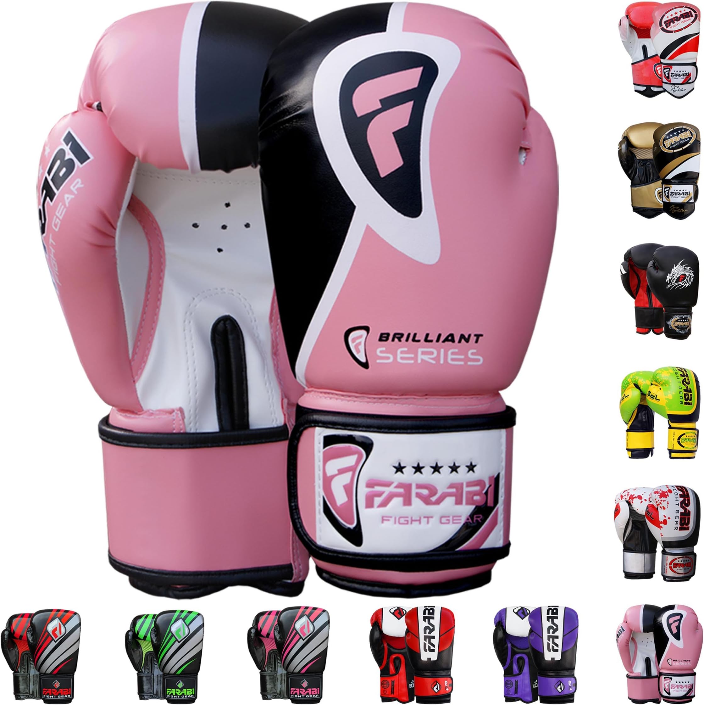 Farabi SportsBoxing Gloves Women Punching Gloves Ladies Boxing Gloves 8-oz 10-oz 12-oz 14-oz 16-oz Womens Boxing Gloves for Kickboxing, Punching Bag, MMA, Muay Thai and Training (