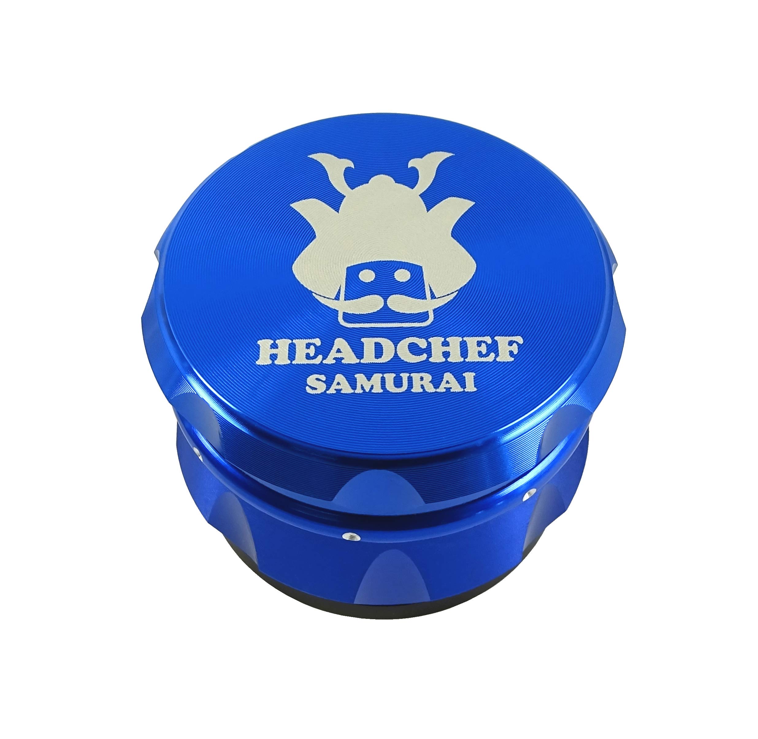 Headchef Samurai Metal Herb Grinder with Sifter Scraper – 4 Piece Grinder, 55mm (Blue)