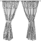 Zahari Home Sinatra Window Curtain Stylish Bathroom Window Curtain,36" x 54" Each, Set of 2, Silver