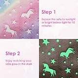 Decalsweet Unicorn Foldable Kids Sofa 2 in 1 Glow Bed with Pocket view 4