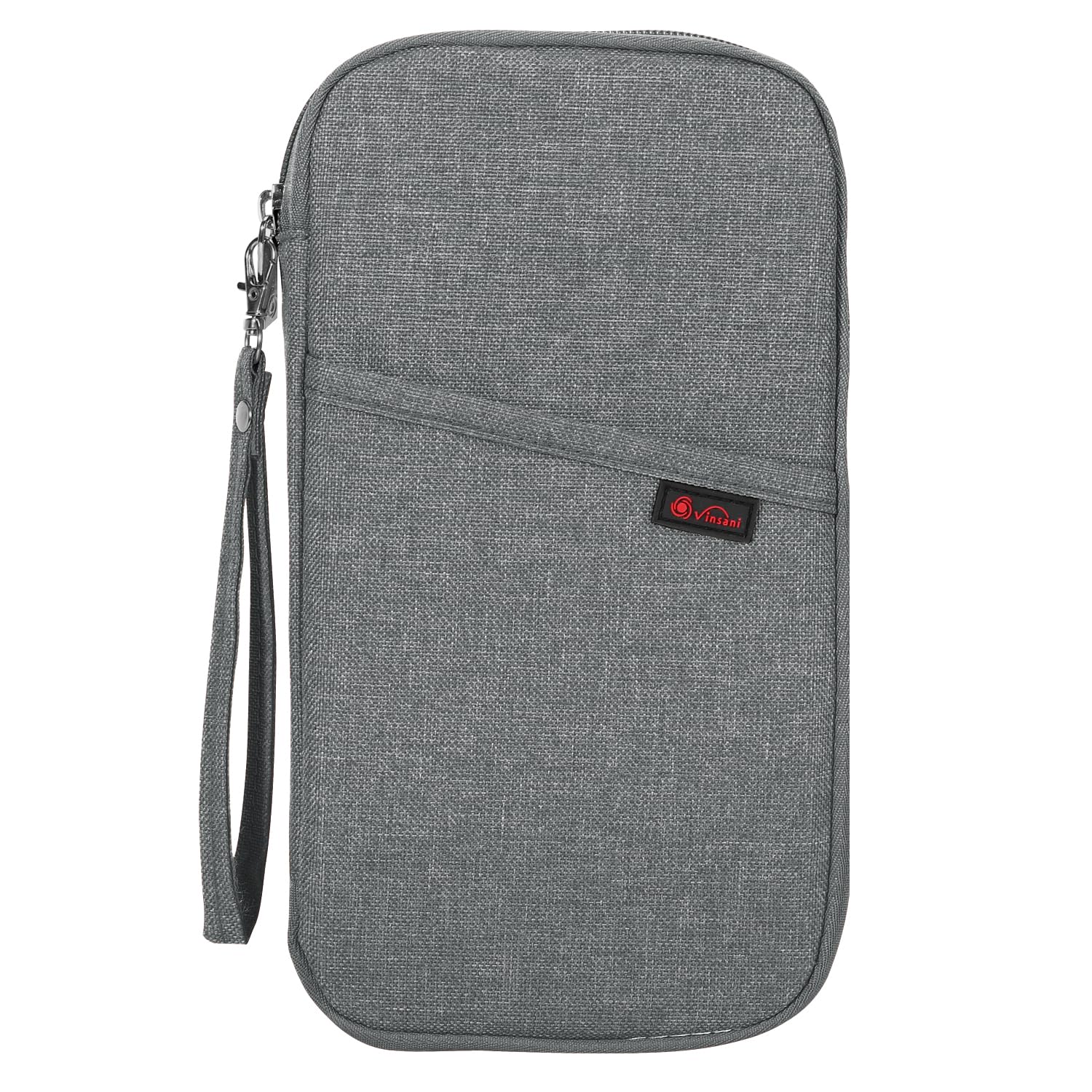 Vinsani Family Travel Holiday Wallet Passport Holder & Document Organiser Case Men Women for Tickets, ID Card, Credit Cards, Currency Holder-Grey