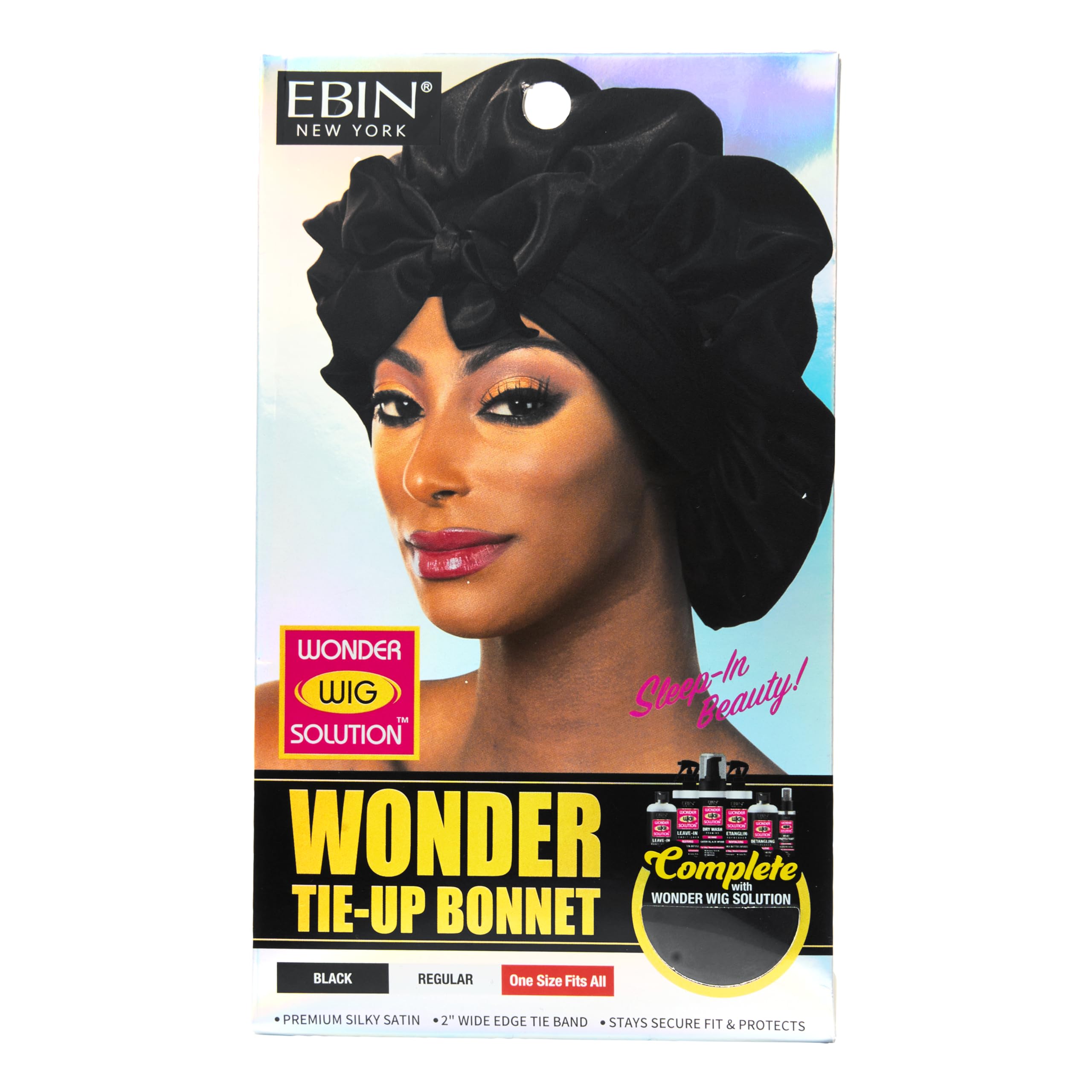 Wonder Wig Solution Tie-Up Bonnet Regular – Stylish Sleeping Night Cap for Women Braids, Locs, Weaves, Wigs, Natural Hair, Silky Satin Adjustable Tie Band, Minimizes Frizz, Breathable