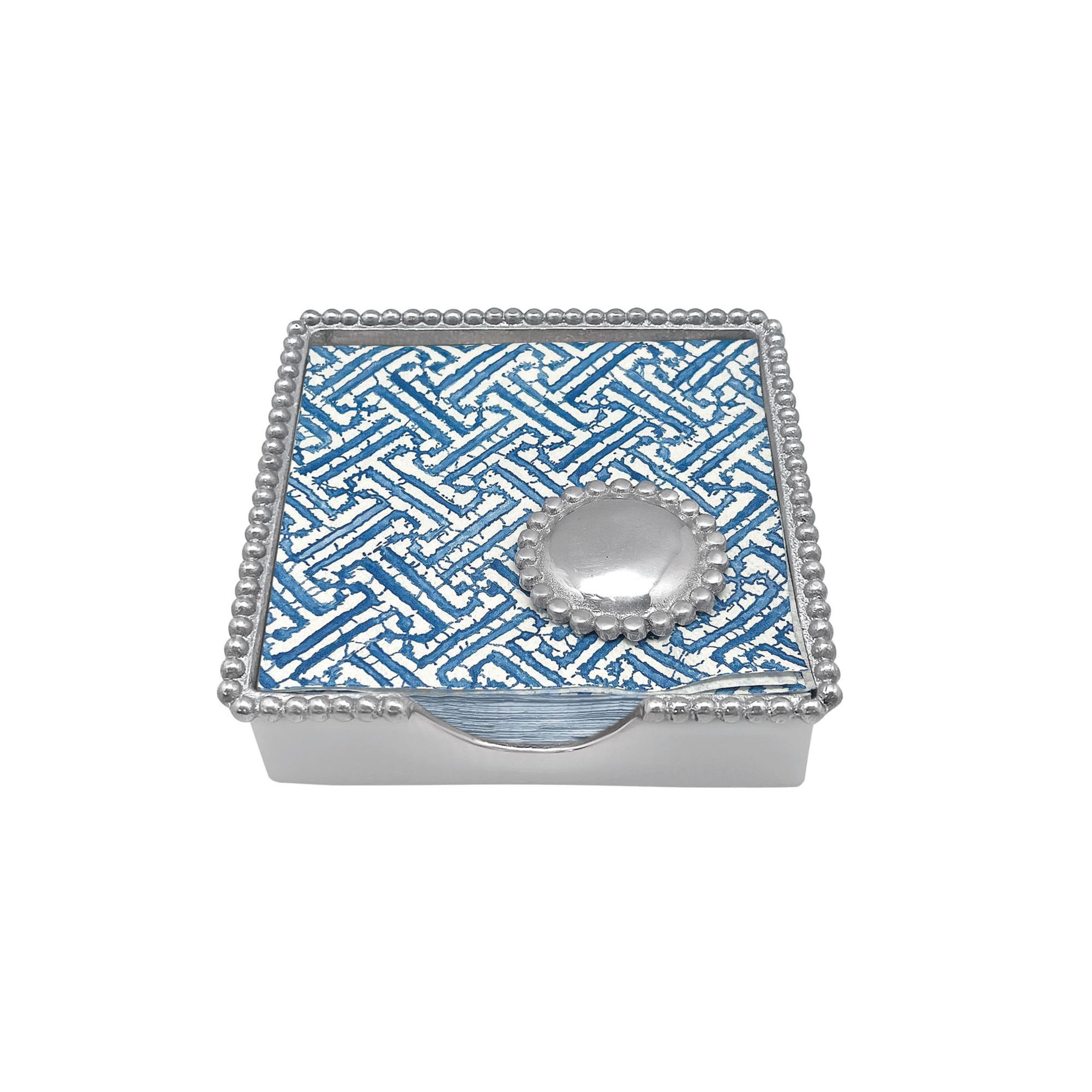 MARIPOSA 1149-C Round Pearl Beaded Napkin Box, Multicolor — image 1