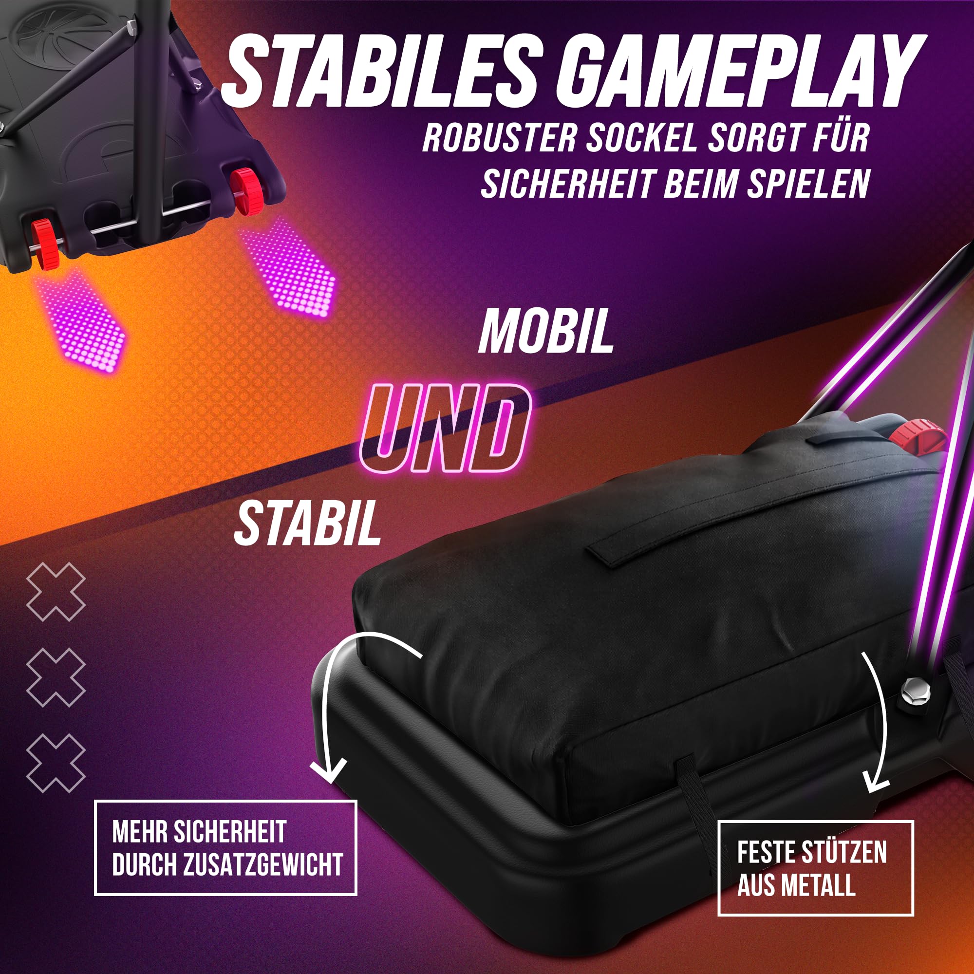 Basketballkorb Outdoor [mit Sandsack & Ball] – Basketball Korb höhenverstellbar – Wetterfester Basketballkorb mit Ständer – Basketballkörbe für Kinder und Erwachsene - Basketball Hoop – 210 cm 6