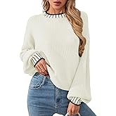 Libsorge Womens Oversized Lightweight Cute Striped Cropped Sweater Spring 2025 Knitted Crew Neck Thin Crop Pullover Tops