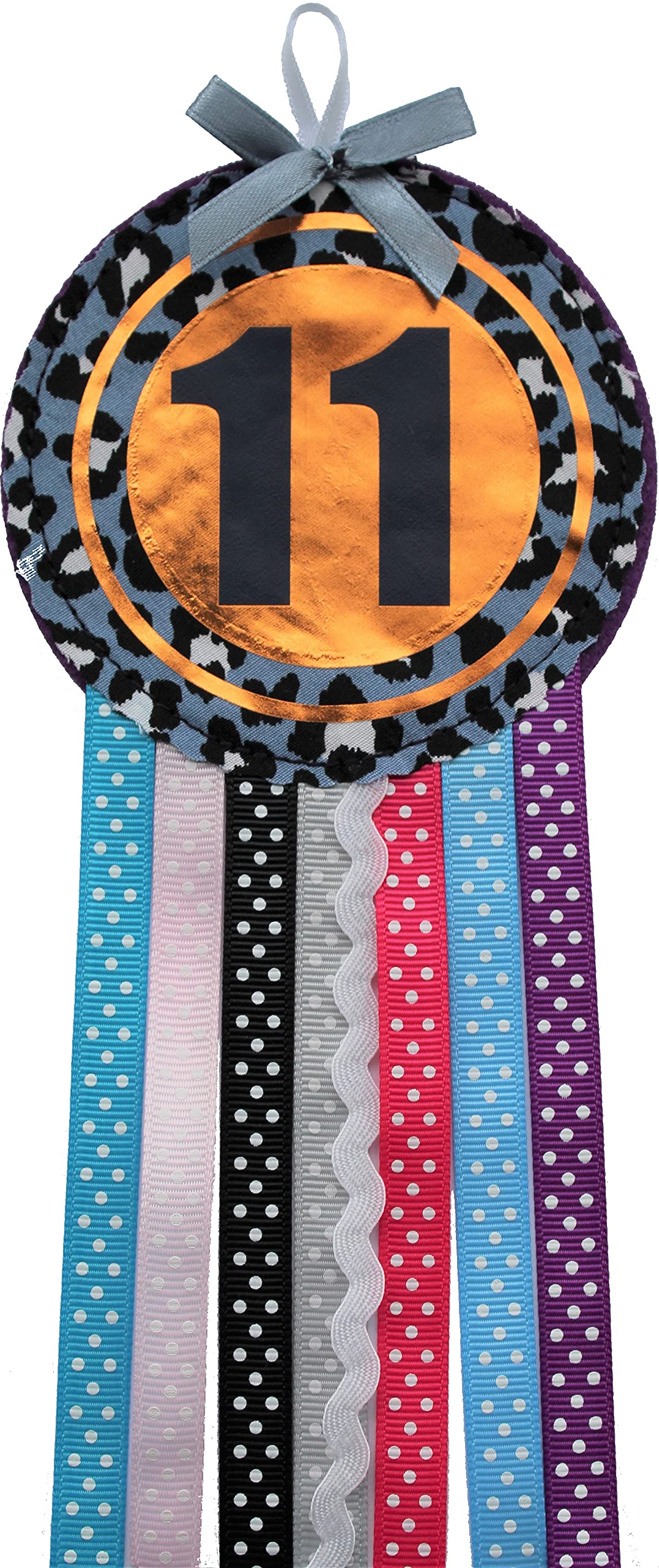 Ditsy Rosettes Leopard Birthday Rosette Badge - Teenage, Age 10, 11, 12, 13, 14, 15, 16 - Perfect Party Gift card – Birthday Boy, Girl, Teen (Age 11)