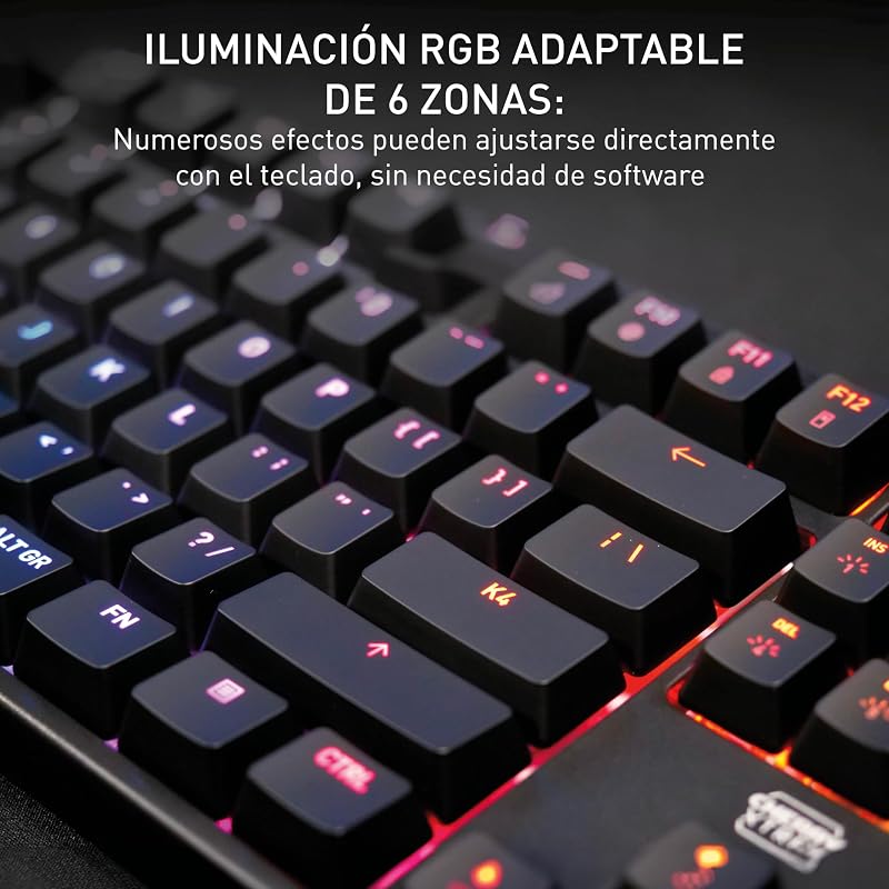 XTRFY K4V2 TKL, Teclado Gaming con Cable sin Bloque Numérico, Disposición Francia (AZERTY), Iluminación RGB, Switches Mecánicos MX2A RED, Negro