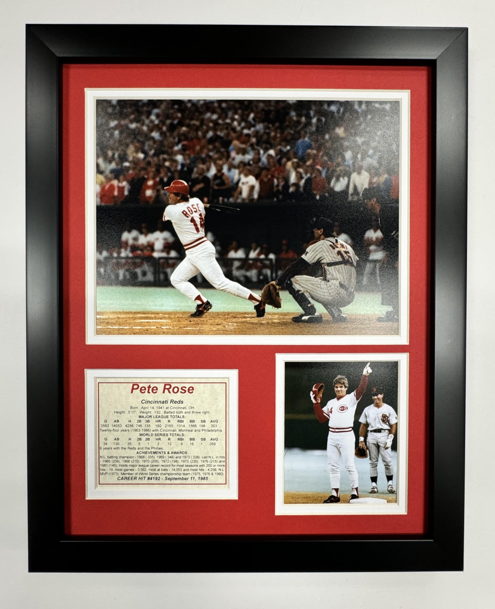 Legends Never Die "Pete Rose Hit #4192" Framed Photo Collage, 11 x 14-Inch