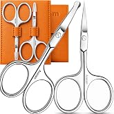 Pro Nose Hair &amp; Eyebrow Scissors Cuticle Tool For Men Women Small Scissors | Luxury Pouch, Premium Stainless Steel, Curved and Rounded Safety Tip, Razor-Sharp - ZERO Pulling Hair