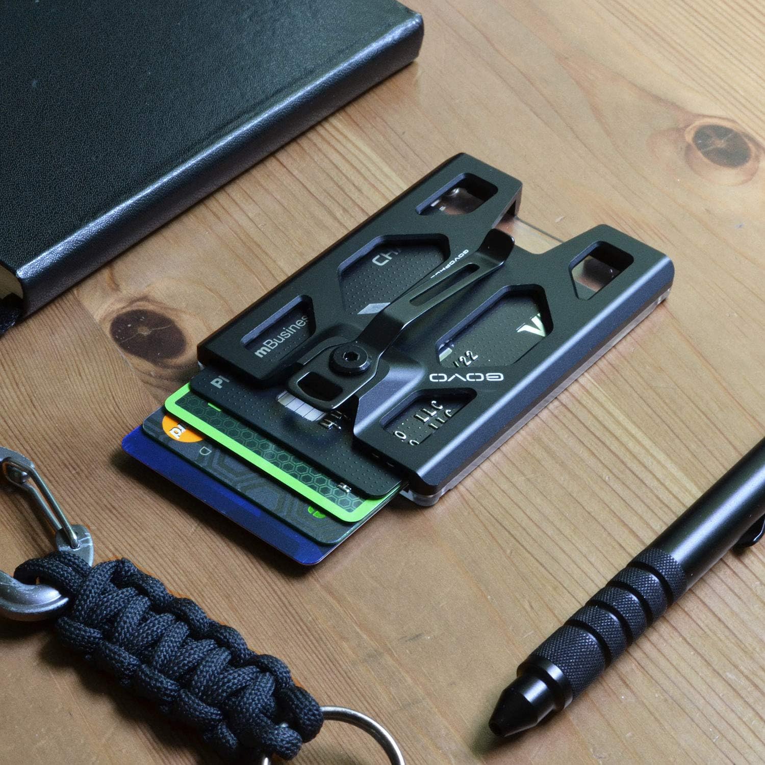 Aluminum GOVO Badge Holder/Wallet_ Durable ID Card Holder with Metal Clip and 4 Cards Slot (Black), Aluminum Black - Image 3