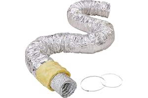 VEVOR Dryer Vent Hose, 6'' Insulated Flexible Duct 25FT Long with 2 Duct Clamps, Heavy-Duty Three Layer Protection for HVAC H