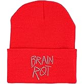 ALLNTRENDS Brain Rot Meme Funny Beanie Hat 6 7 Embroidered Winter Cap