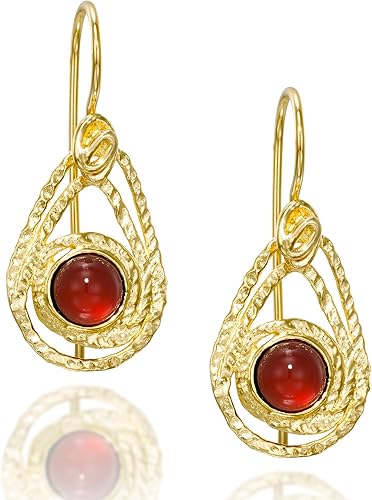 Amazon Com Teardrop Carnelian Earrings In 14k Gold Plated
