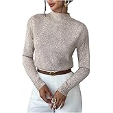 Verdusa Women's Mock Neck Tops Old Money Clothes Cozy Sweaters Elegant Trendy Knit Pullovers Basic Tops