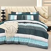 RYNGHIPY Emerald Green Colorblock Bedding Set: 8 Pieces Lightweight Fluffy Comforter Bedding Sets - Soft Microfiber Bed Set for All Seasons (Full,Emerald Green)